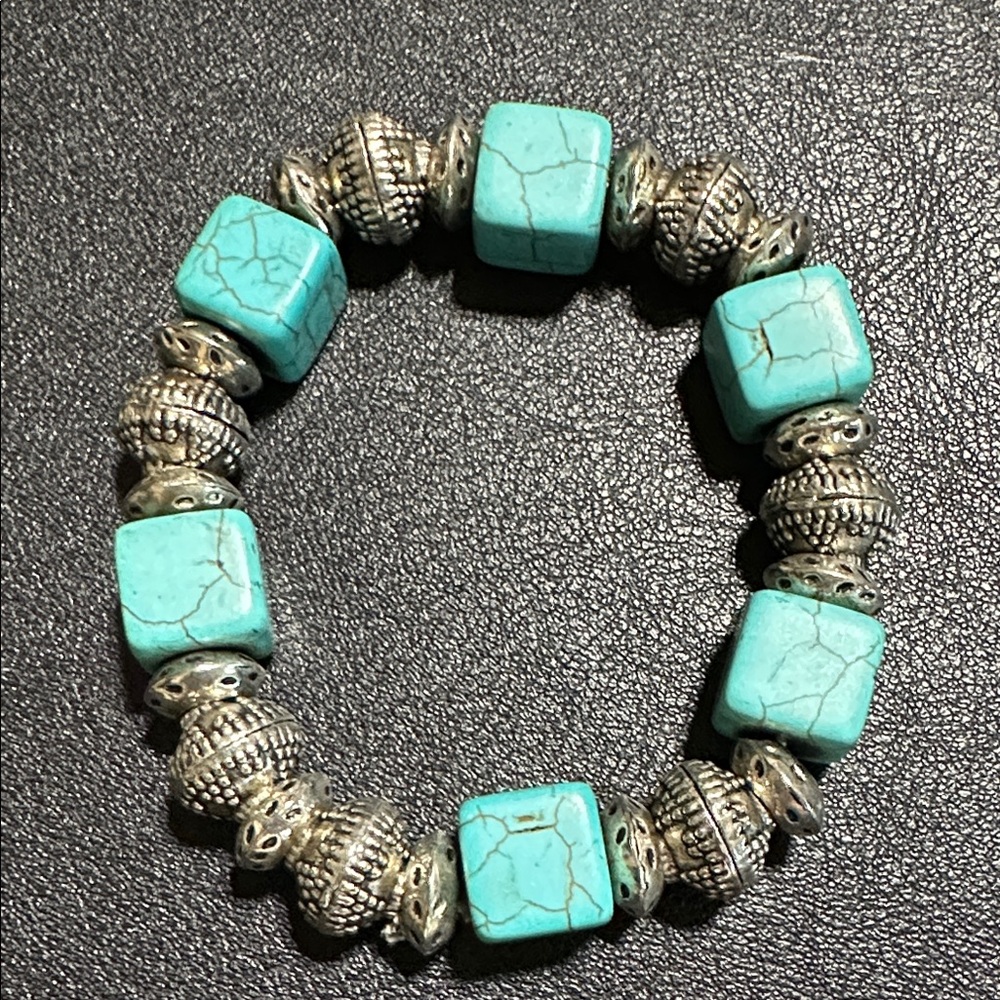 15.  Silver-tone Metal & Howlite Stretch Bracelet